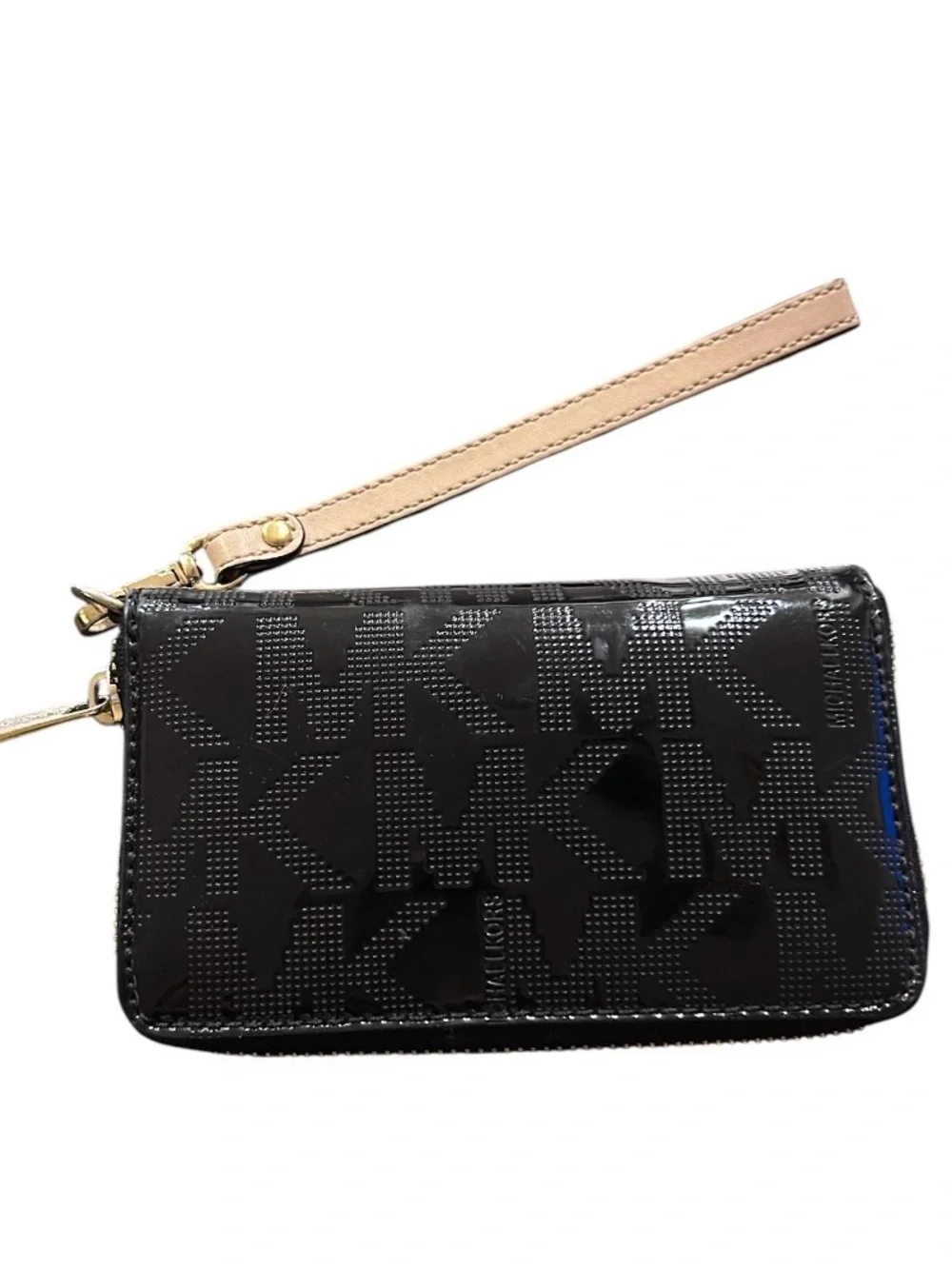 Michael Kors Black Patent Leather Logo Signature Wallet